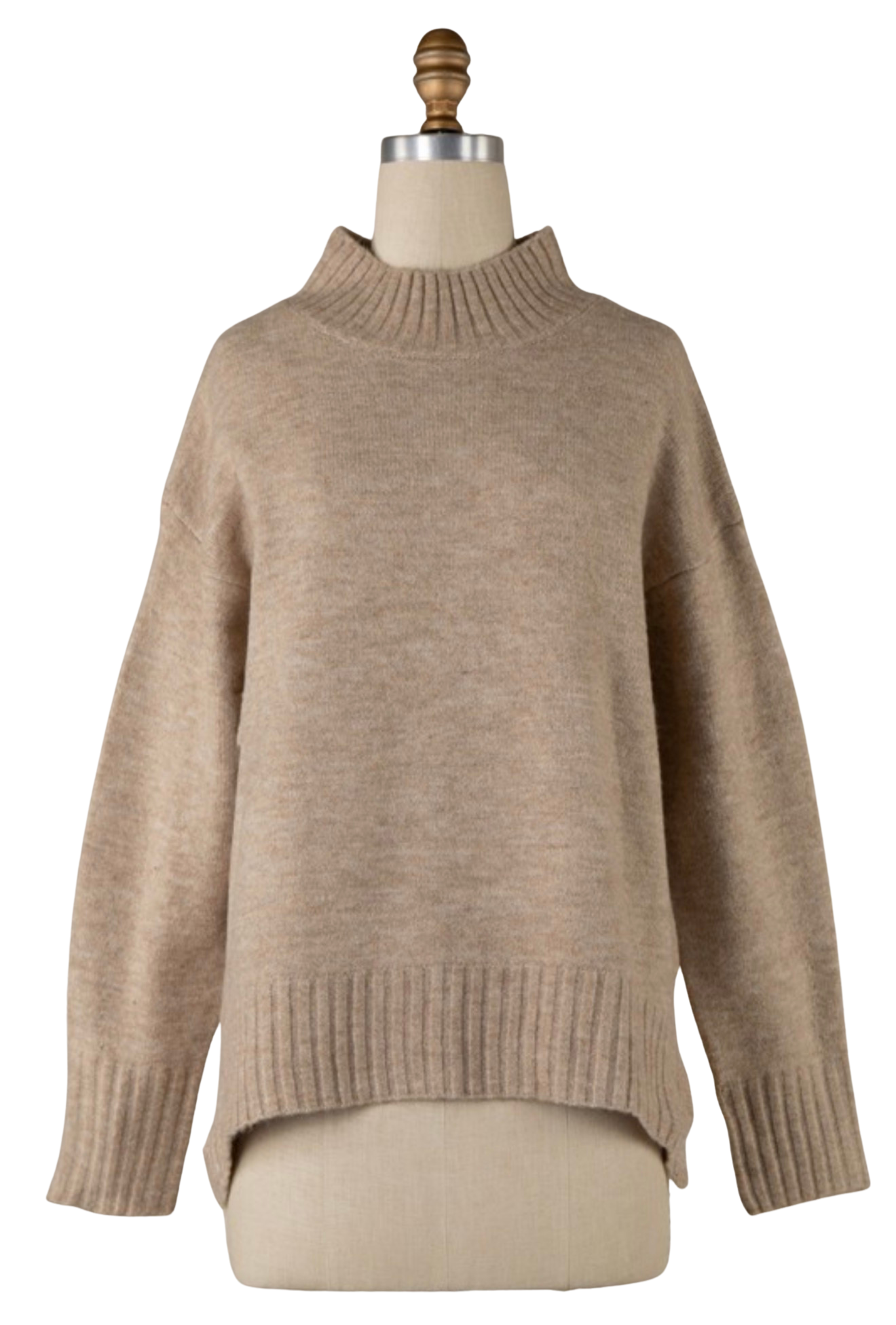 B&B High Neck Sweater: Deep Tan