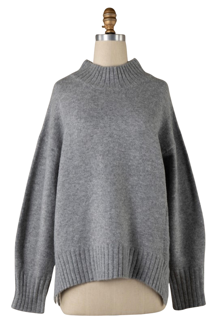 B&B High Neck Sweater: Gray