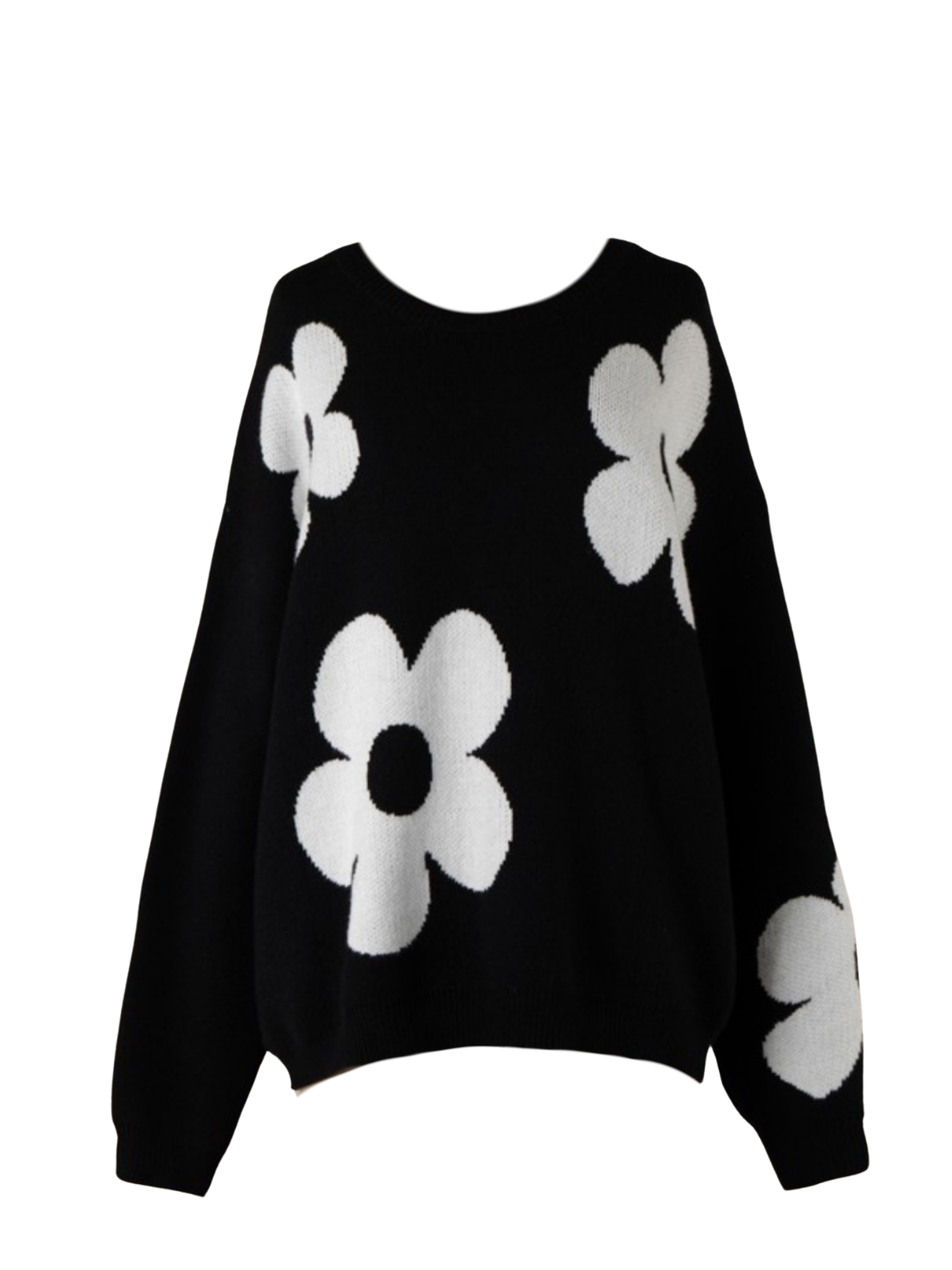 Basic Floral Sweater - Black