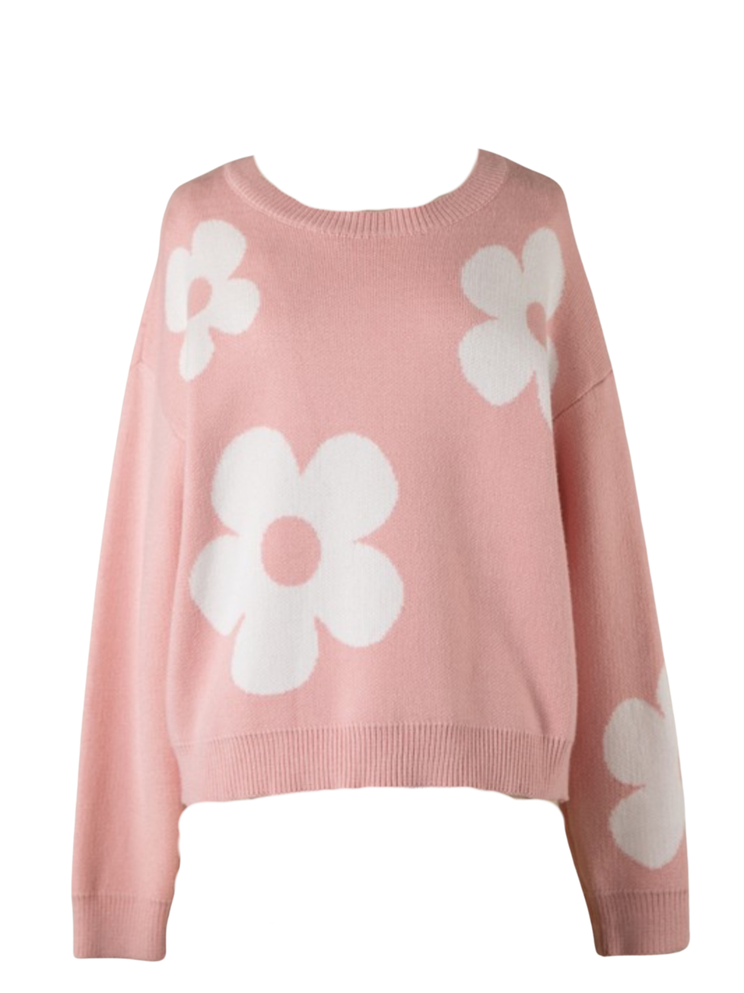 Basic Floral Sweater - Pink