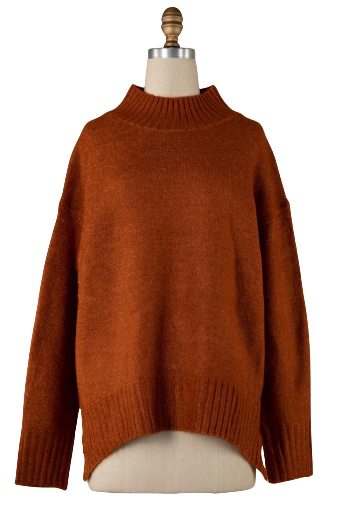B&B High Neck Sweater: Rust