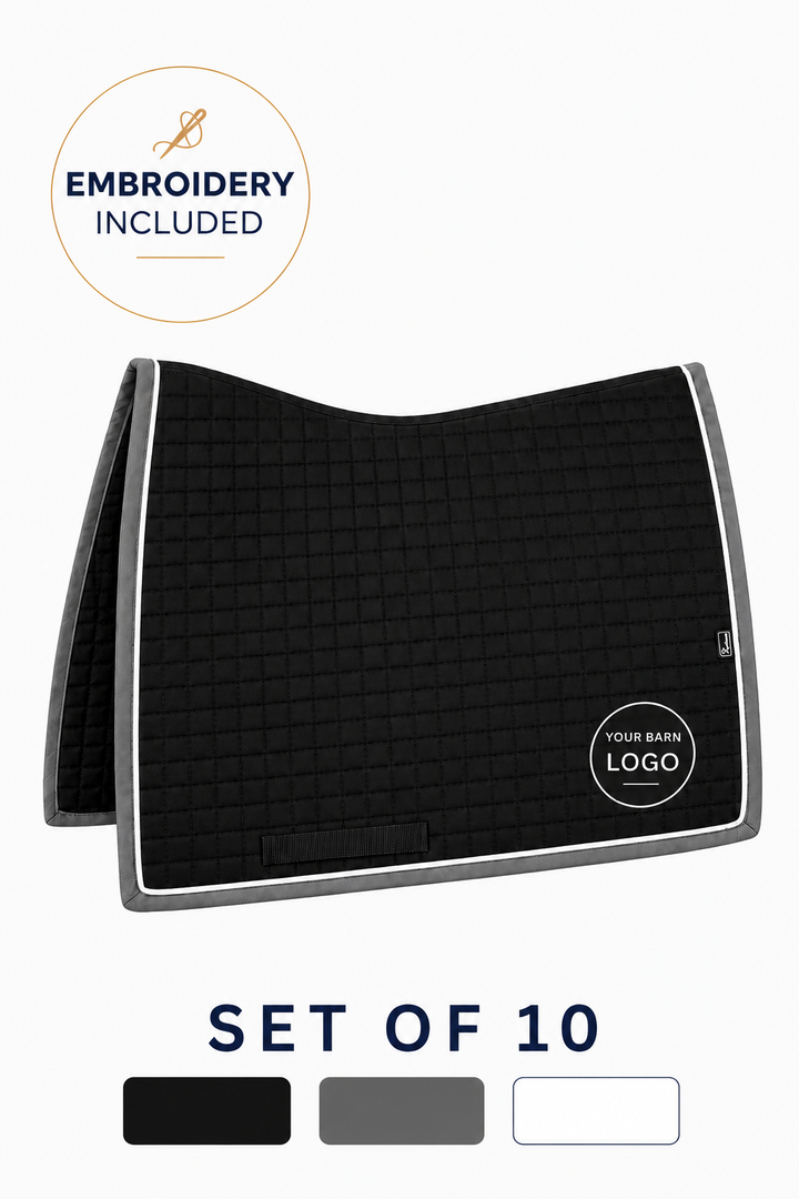 Full Set - Custom Ergonomic Square Cut Saddle Pad (Black Grey White)