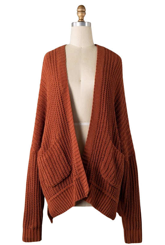 B&B Cozy Cardigan: Rust