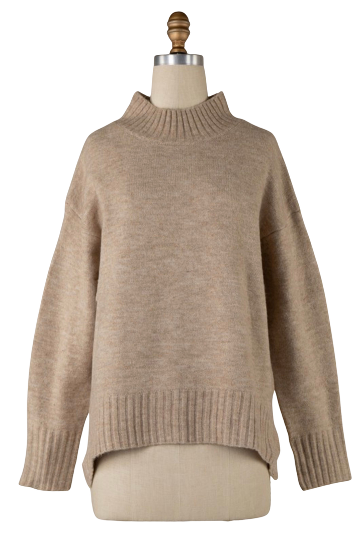 B&B High Neck Sweater: Deep Tan