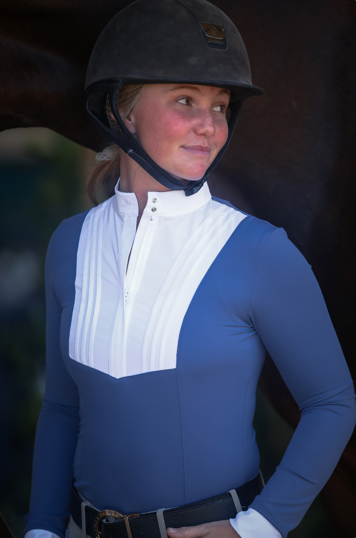 The Lennox Pleated Bib Top : Carolina Blue