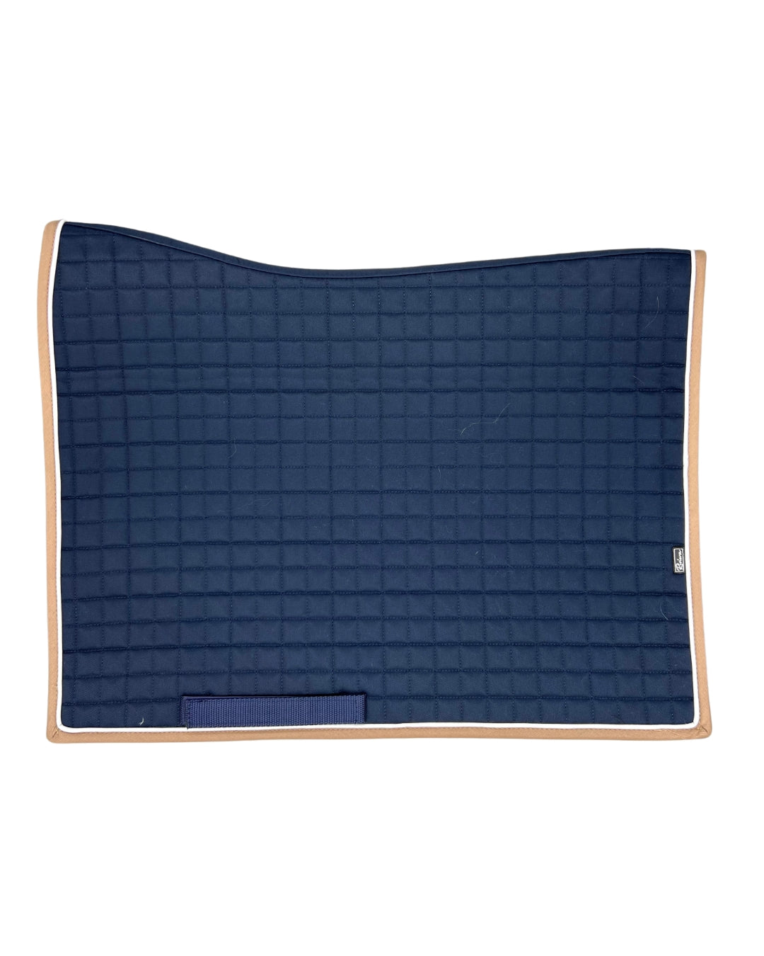 The Ergonomic Square Cut Saddle Pad (Navy Tan White)