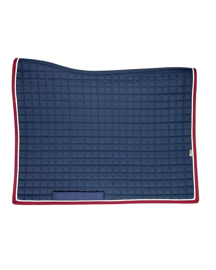 The Ergonomic Square Cut Saddle Pad (Navy Burgundy White)